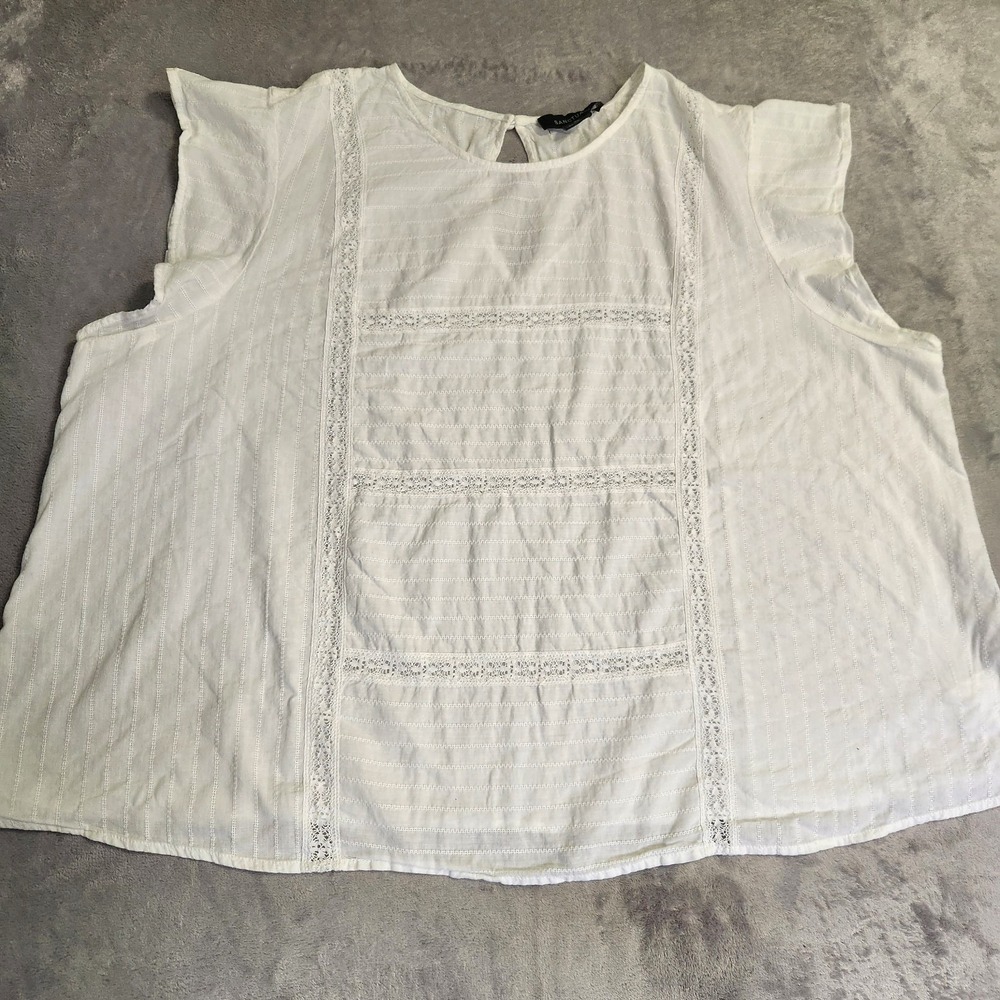 Sanctuary White 100% Cotton Lace Trim Flutter Sleeve Top 3X Boho